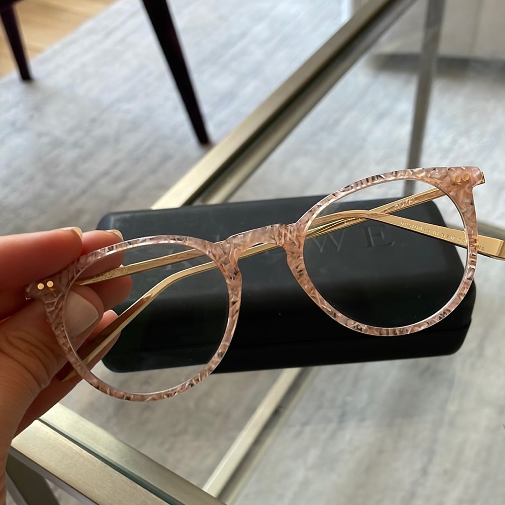 KREWE Pink Tortoiseshell round glasses, 24K gold plated titanium details